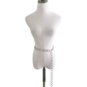 Vintage Y2K Silver Circle Chain Belt EUC Adjustable Lobster Claw Clasp